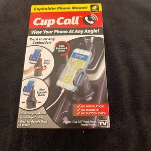 Phone holder that fits in your car cup holder. Tilts, rotates and turns. Expands
